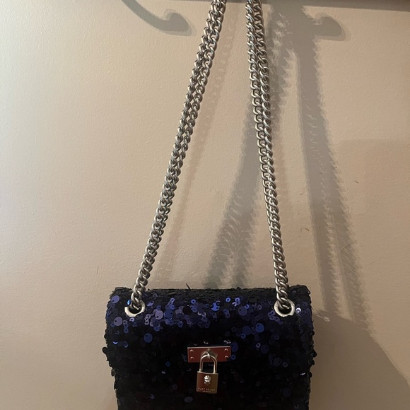 NWT Kurt Geiger Midnight Blue Sequin Shoulder Bag - Picture 2 of 6